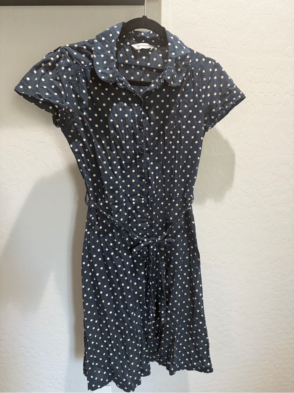 Atmosphere Navy and White Polka Dot Midi Dress size 10